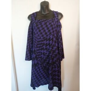 Catherines 3X poly spandex purple black cold shoulder blouse